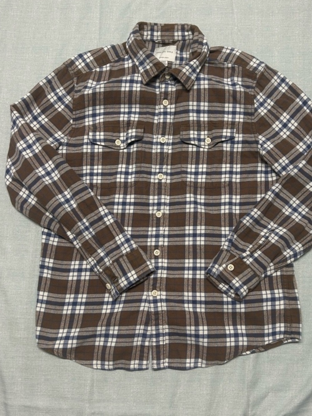 Men's American Eagle Flannel Plaid Long-Sleeve Shirt Medium